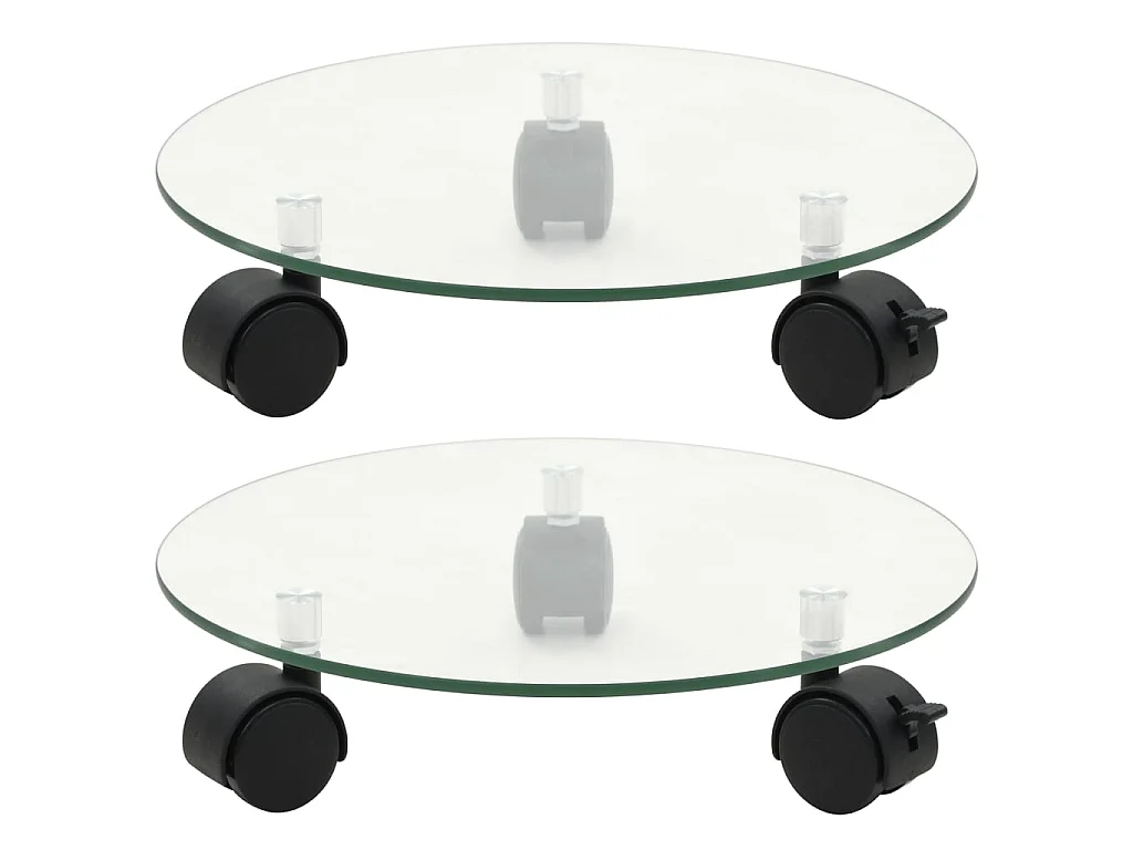 Porte-plantes roulant 2 pcs Verre trempé 28 cm Rond BE3177
