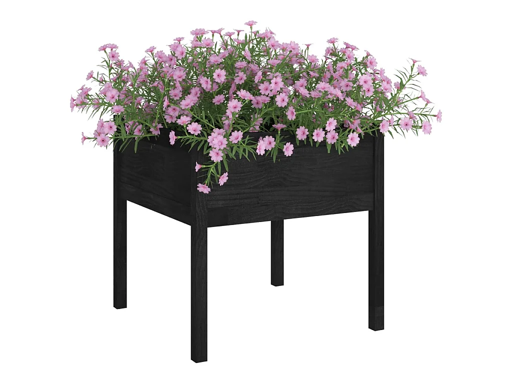 Plantenbak 70x70x70 cm massief grenenhout zwart NL533223