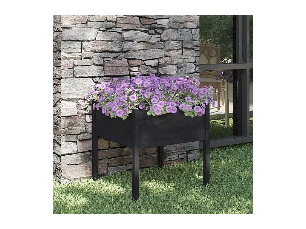 Jardinière d'extérieur Noir 70x70x70 cm Bois de pin massif BE8377