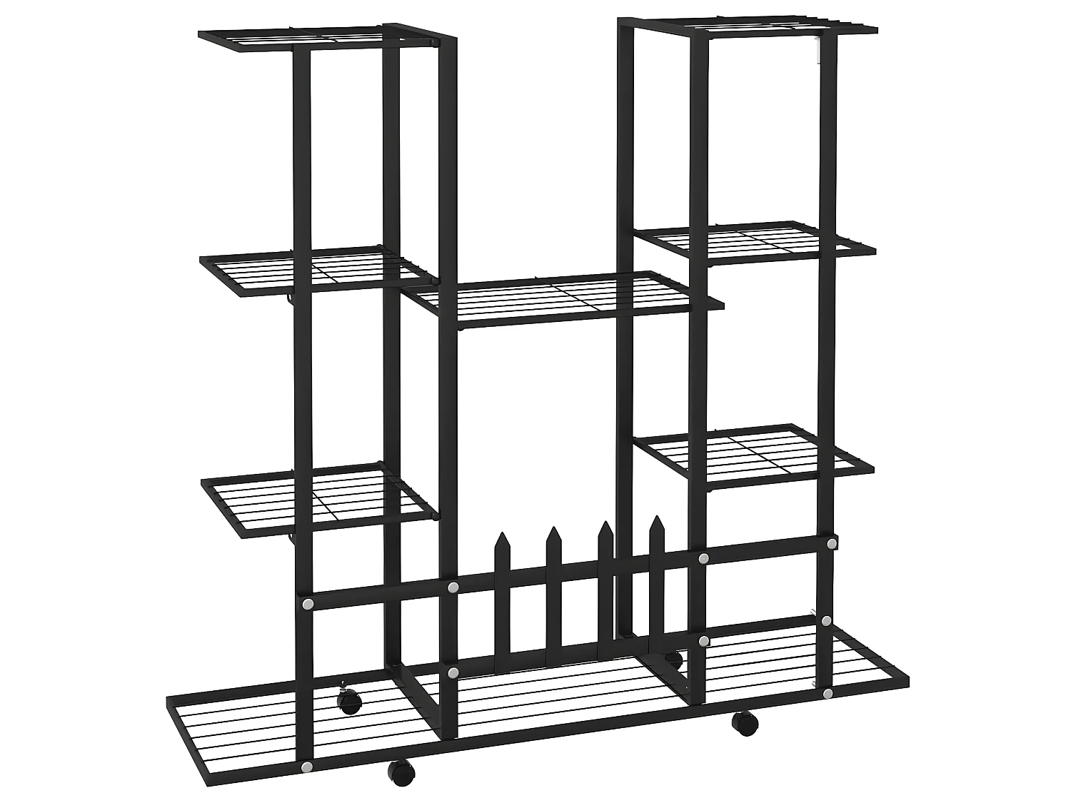 Suporte de vasos c/ rodas 94,5x24,5x91,5 cm ferro preto PT724597