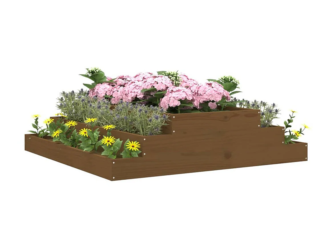 Jardinière Marron miel 110x110x27 cm Bois massif de pin BE9145