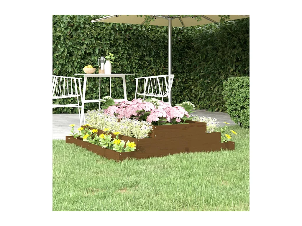 Jardinière Marron miel 110x110x27 cm Bois massif de pin BE9145
