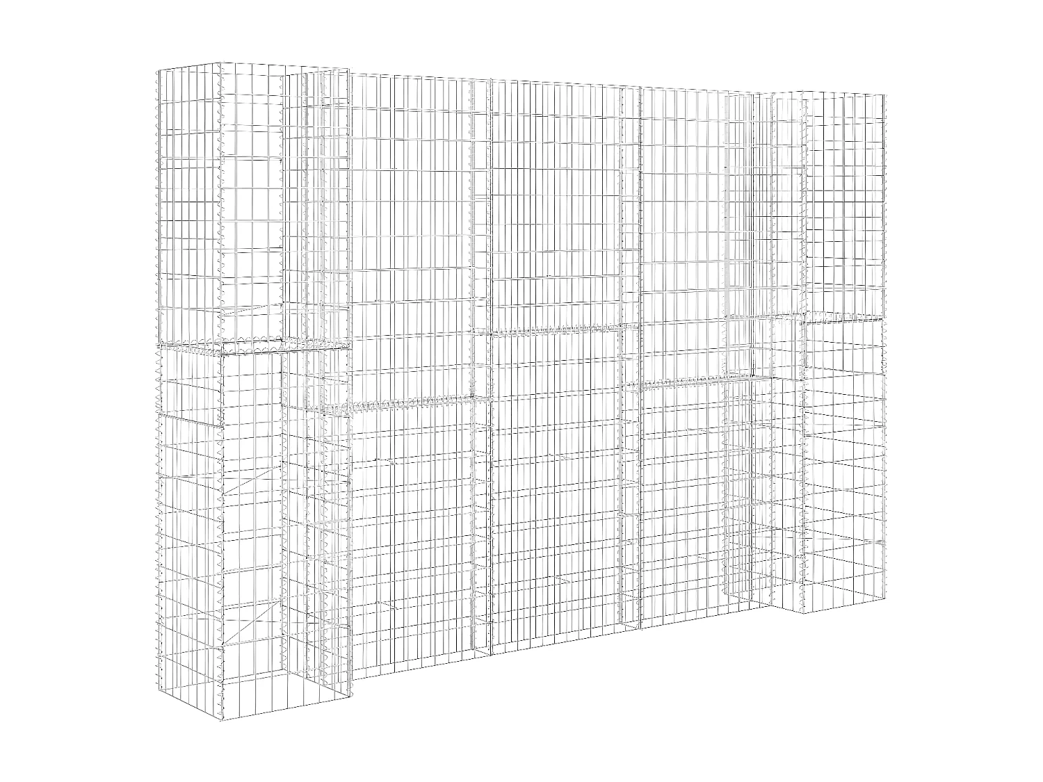 Jardinera de gaviones forma de H alambre de acero 260x40x180 cm ES40353