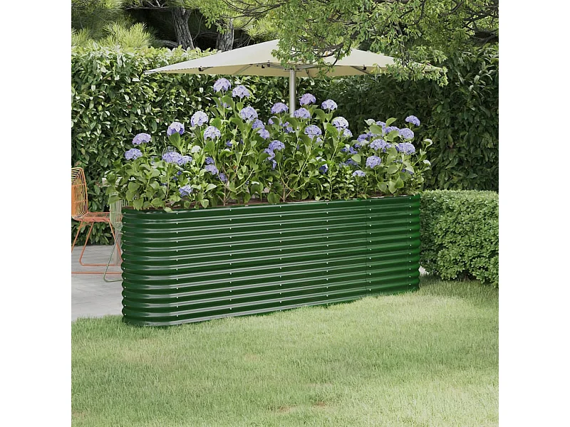 Jardinera arriate acero recubrimiento polvo verde 224x40x68 cm ES83149