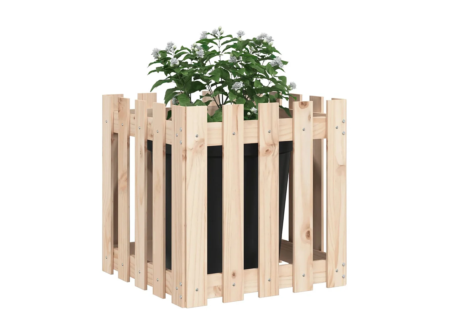 Vaso de jardim c/ design de cerca 50x50x50 cm pinho maciço PT928338