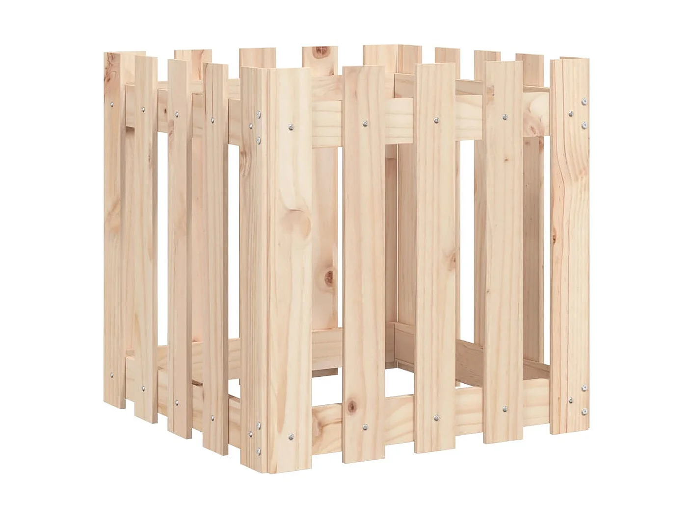 Jardinière avec design de clôture 50x50x50 cm pin massif BE6495