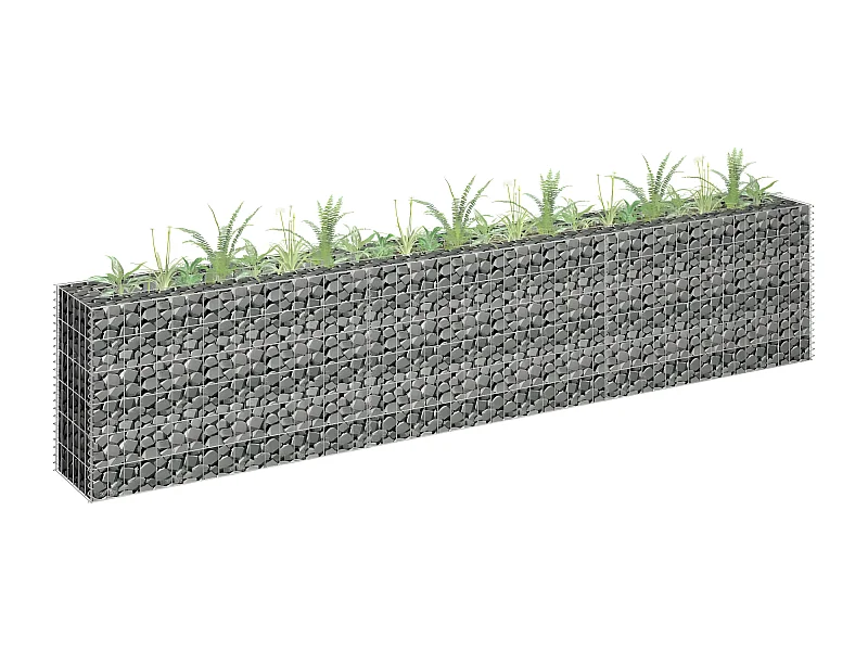 Lit surélevé à gabion Acier galvanisé 270x30x60 cm WVGQ4191