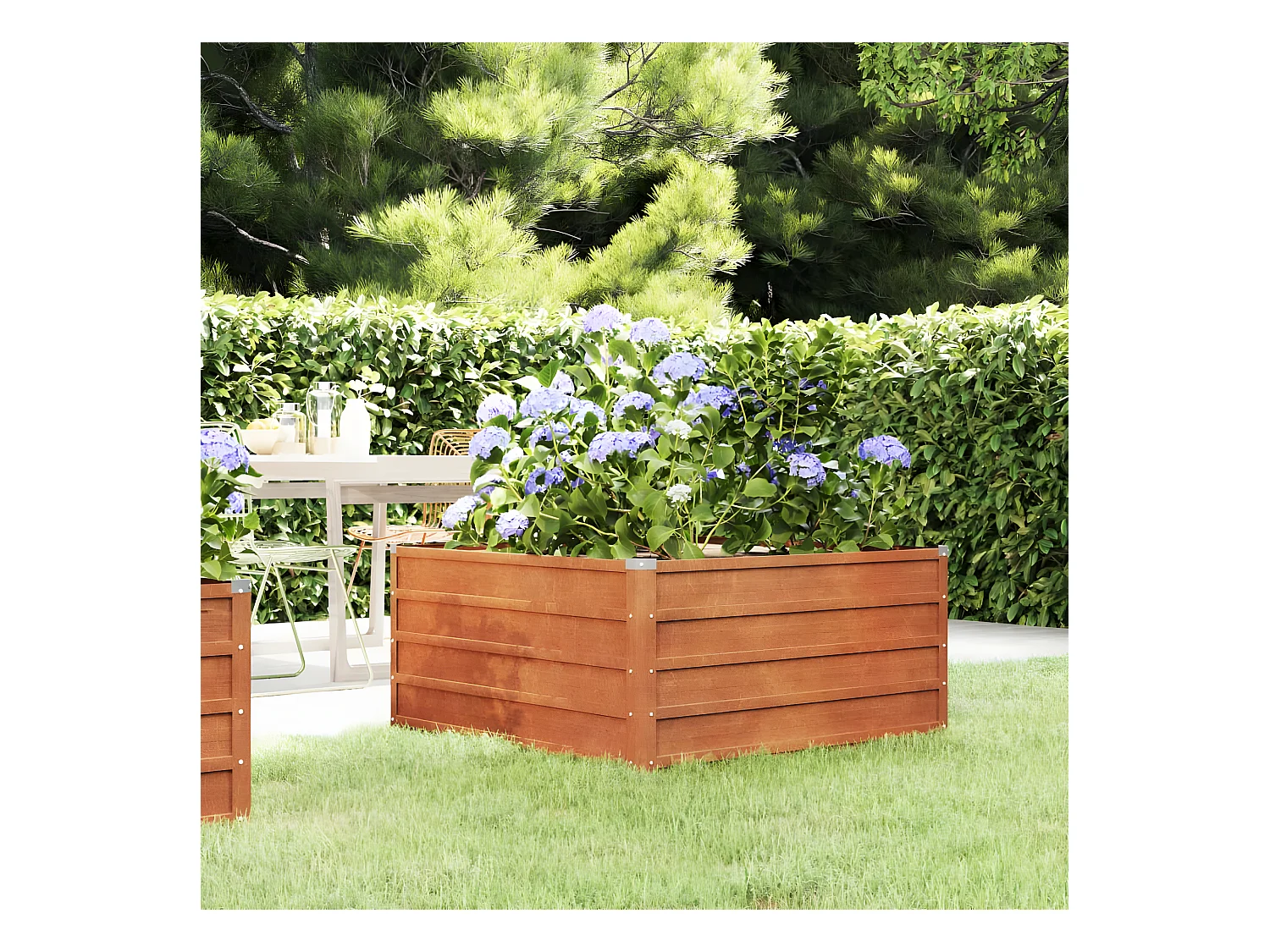 Jardinera oxidado de acero corten 100x100x45 cm ES93381