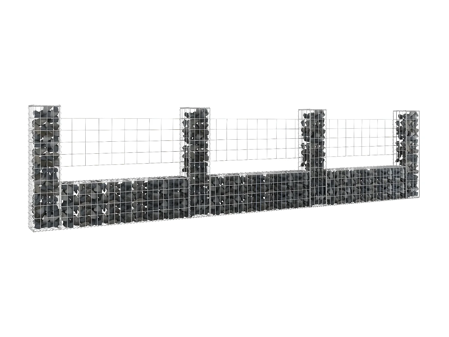 Mur de gabion en forme de U avec 4 poteaux Fer 380x20x100 cm WVGQ6723