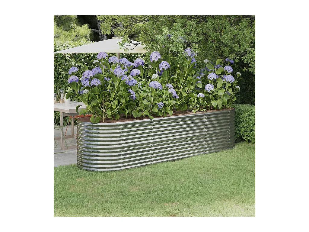 Jardinera arriate acero recubrimiento polvo plata 296x80x68 cm ES95081