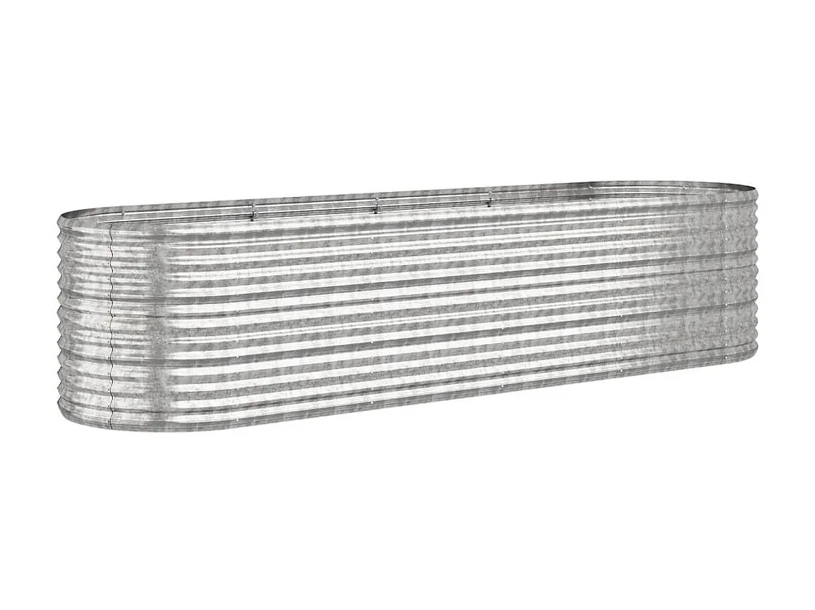 Canteiro elevado jardim 296x80x68cm aço revestido a pó prateado PT357681