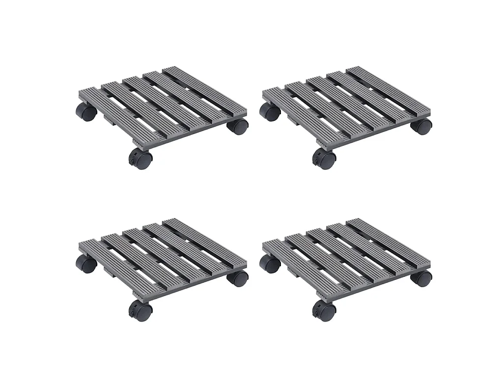 Plantentrolleys 4 st 30x30x7,5 cm HKC grijs NL360480