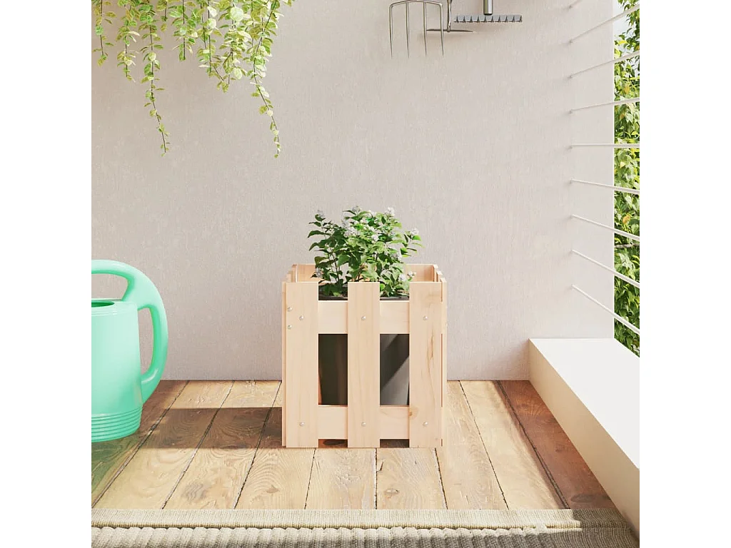 Vaso de jardim c/ design de cerca 30x30x30 cm pinho maciço PT333805