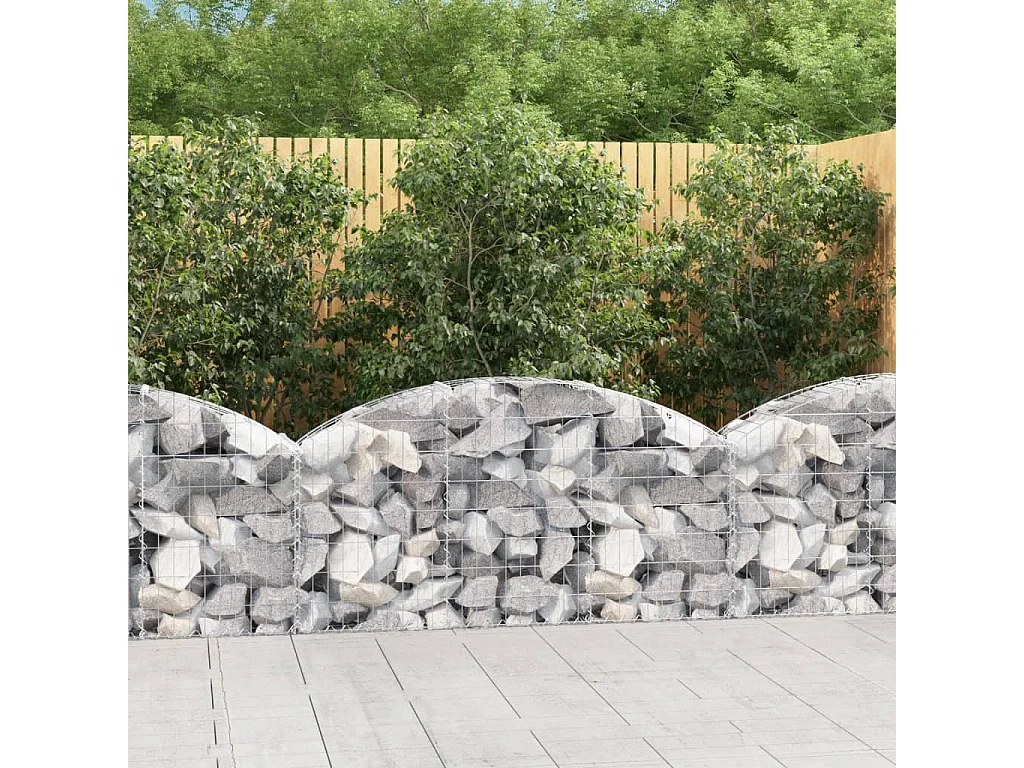 Cesta de gaviones forma arco hierro galvanizado 150x30x60/80 cm ES87997