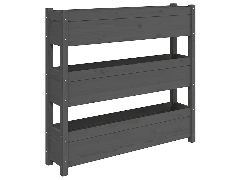 Jardinière Gris 112x25x104,5 cm Bois massif de pin BE6379