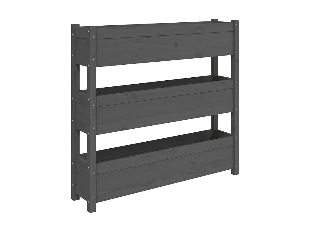 Jardinière Gris 112x25x104,5 cm Bois massif de pin BE6379