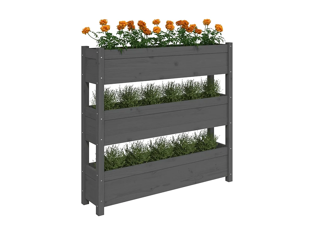 Jardinière Gris 112x25x104,5 cm Bois massif de pin BE6379