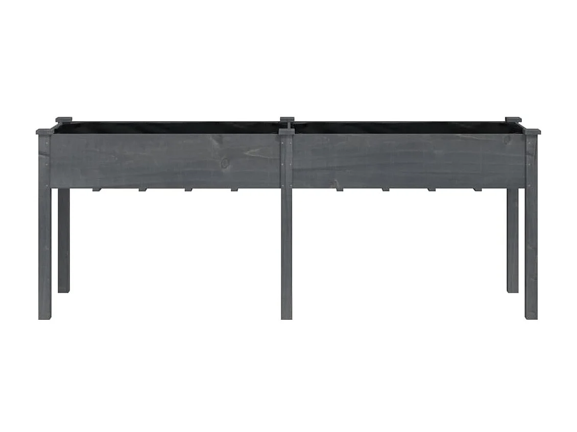 Jardinera con forro madera maciza de abeto gris 203x53x76 cm ES263844