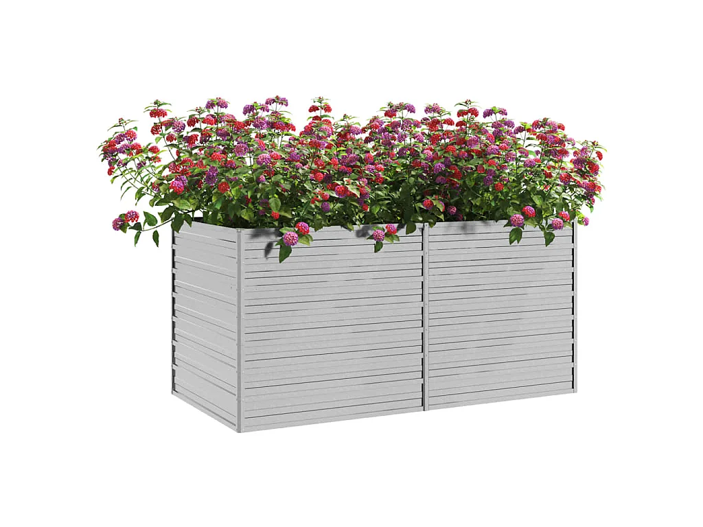 Jardinera de acero galvanizado plateado 160x80x77 cm ES57210
