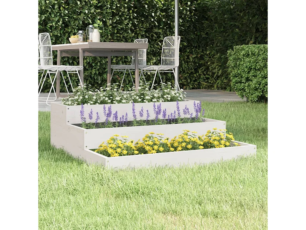 Plantenbak 78x78x27 cm massief grenenhout wit NL493497