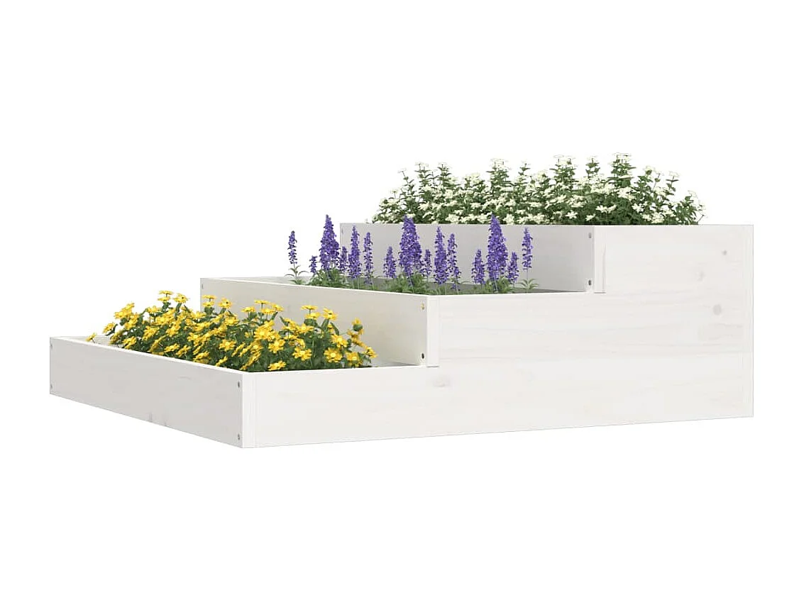 Plantenbak 78x78x27 cm massief grenenhout wit NL493497