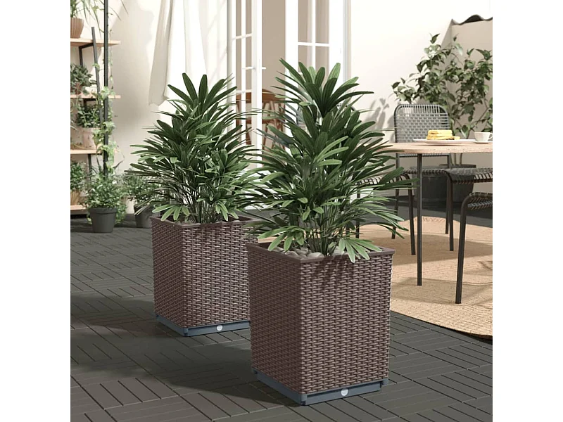 Vasos/floreiras 2 pcs 30x30x37 cm polipropileno castanho PT388522