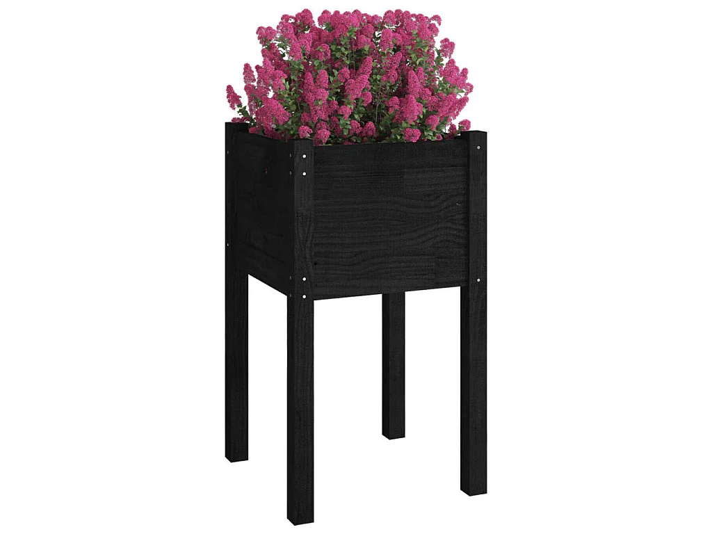 Jardinières d'extérieur 2pcs Noir 40x40x70cm Bois de pin massif BE8286