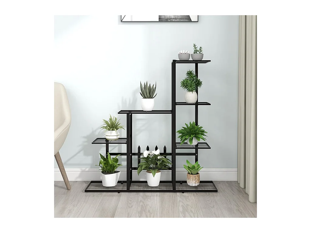 Jardinière Support pour plantes 94,5x25x88 cm Noir Métal BE8654