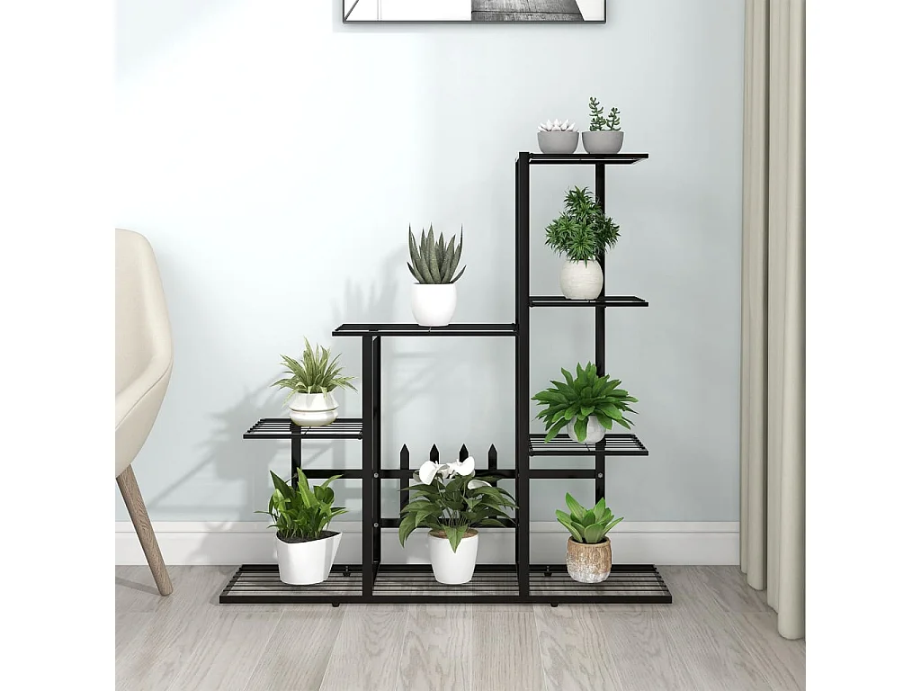 Jardinière Support pour plantes 94,5x25x88 cm Noir Métal BE8654