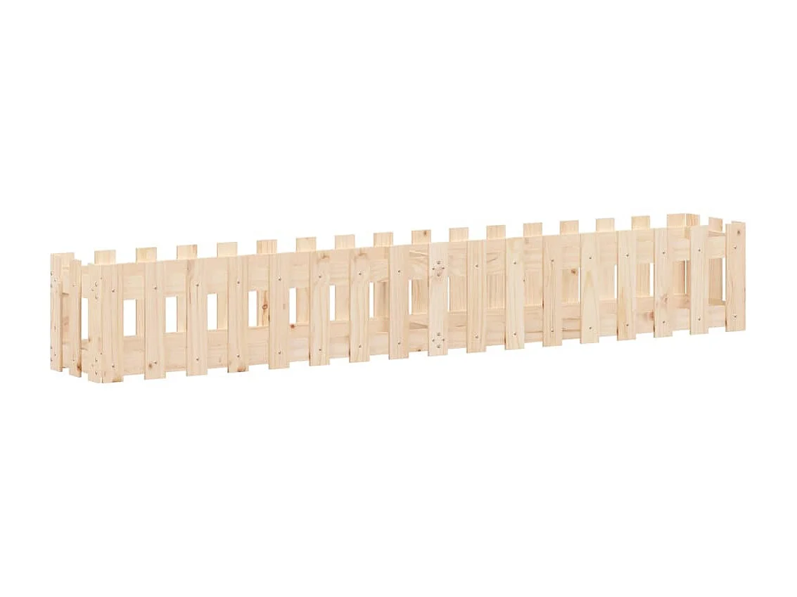 Jardinera elevado jardín con valla madera maciza pino 200x30x30cm ES43176