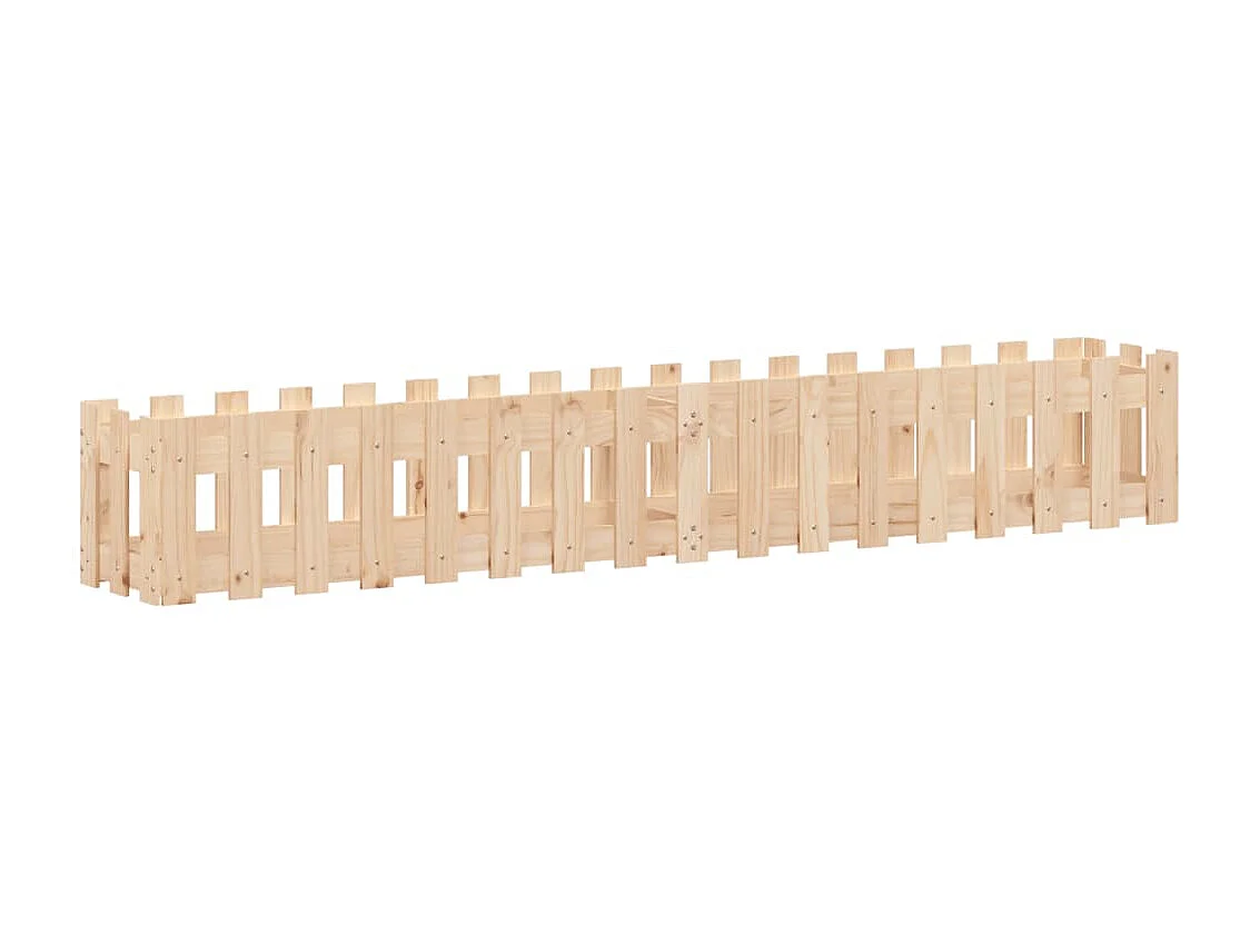 Jardinera elevado jardín con valla madera maciza pino 200x30x30cm ES43176