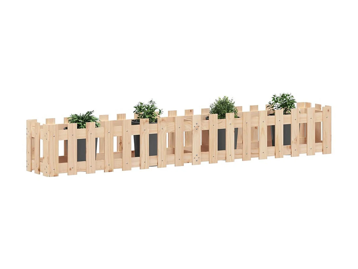 Canteiro elevado c/ design de cerca 200x30x30 cm pinho maciço PT561039
