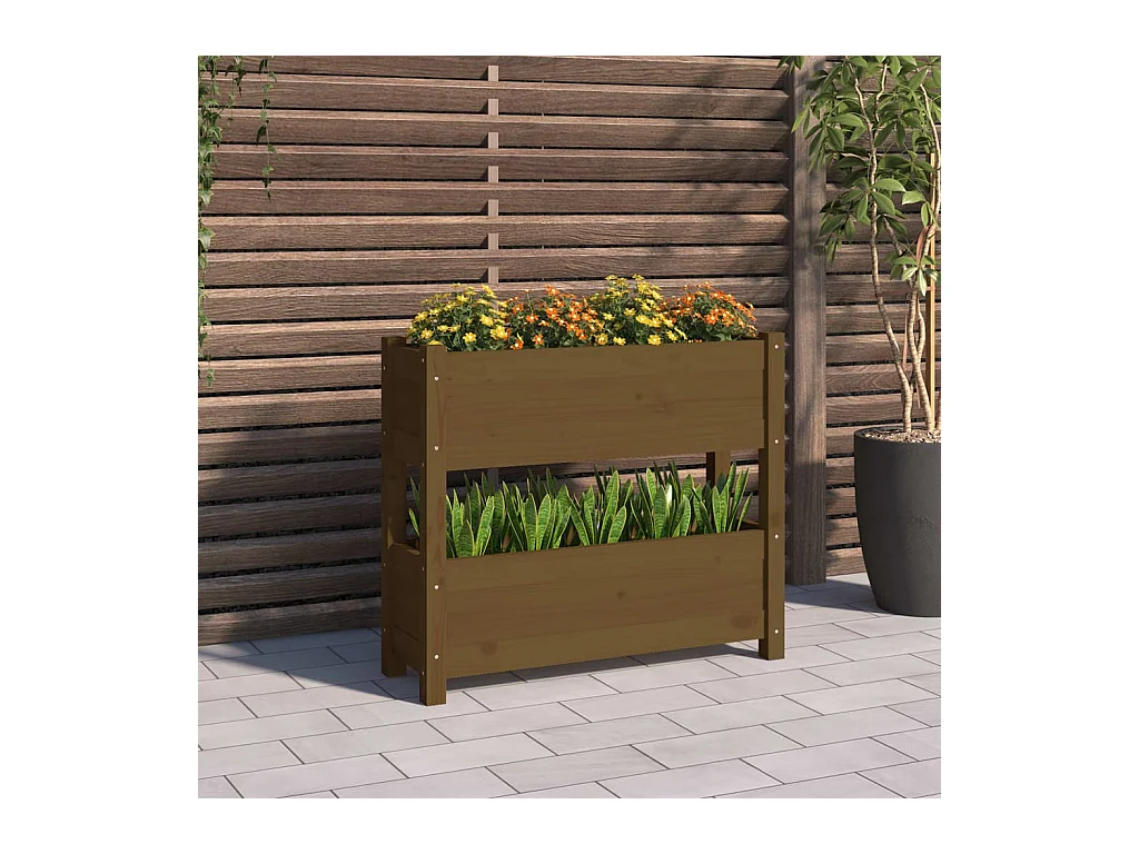 Jardinière Marron miel 77x25x66 cm Bois massif de pin BE3792