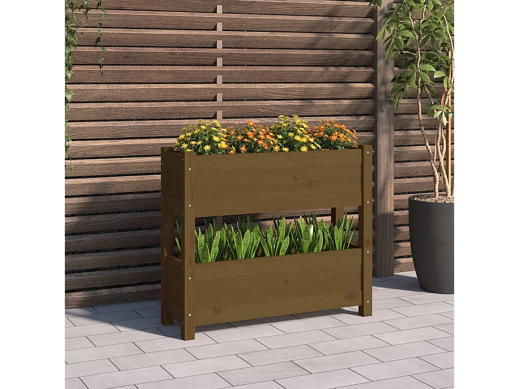 Jardinière Marron miel 77x25x66 cm Bois massif de pin BE3792
