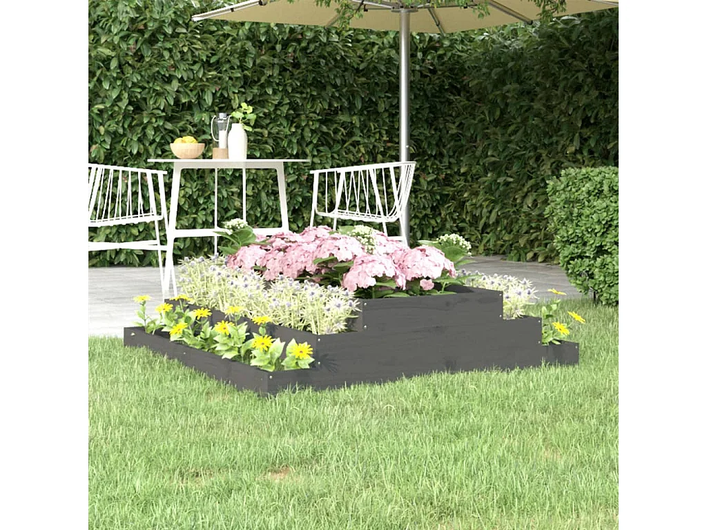 Jardinière Gris 110x110x27 cm Bois massif de pin BE3905