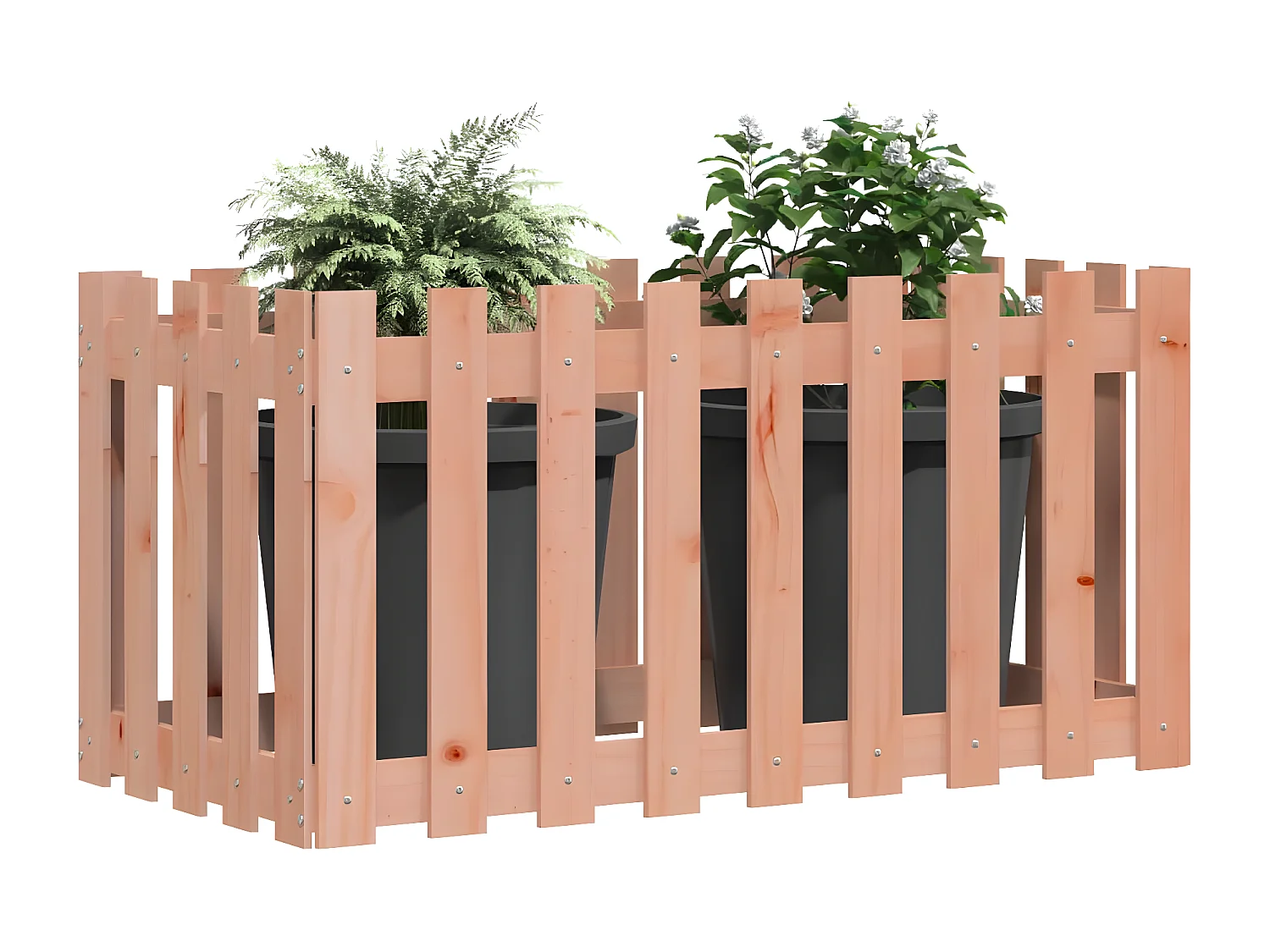 Canteiro elevado c/ design de cerca 100x50x70cm madeira douglas PT289002