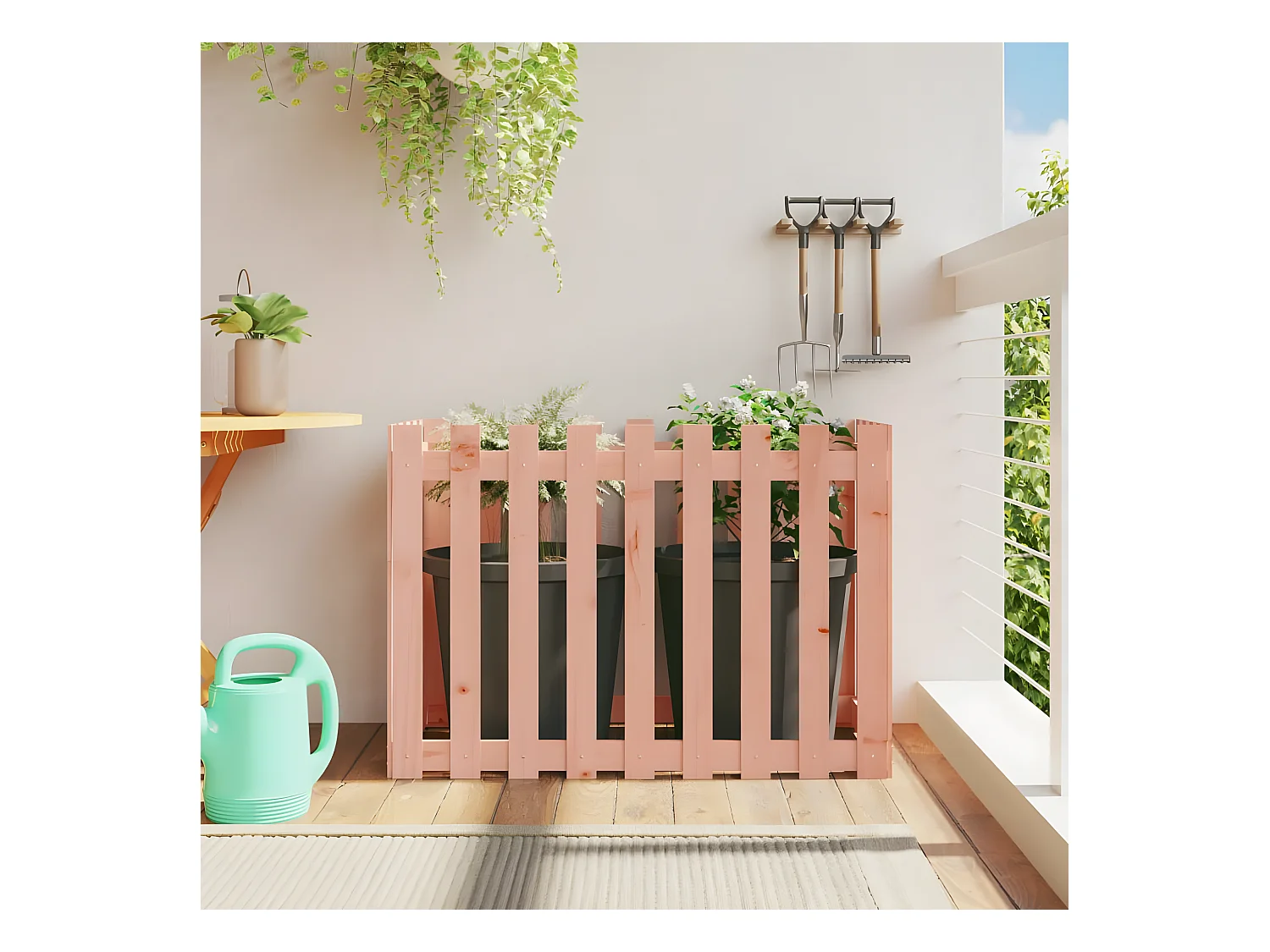 Jardinera elevado jardín valla madera maciza Douglas 100x50x70 cm ES64294