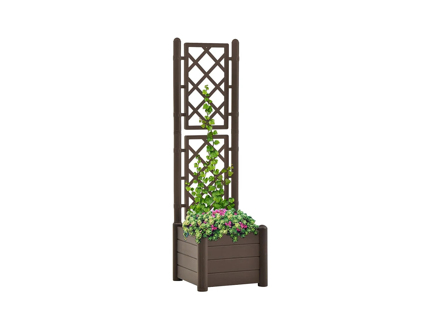 Jardinière avec treillis 43x43x142 cm PP Moka  BE2439