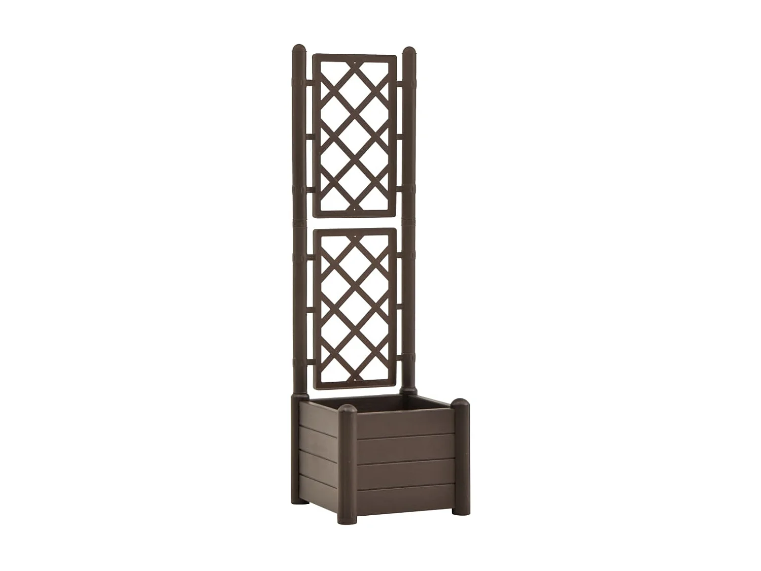 Jardinière avec treillis 43x43x142 cm PP Moka  BE2439