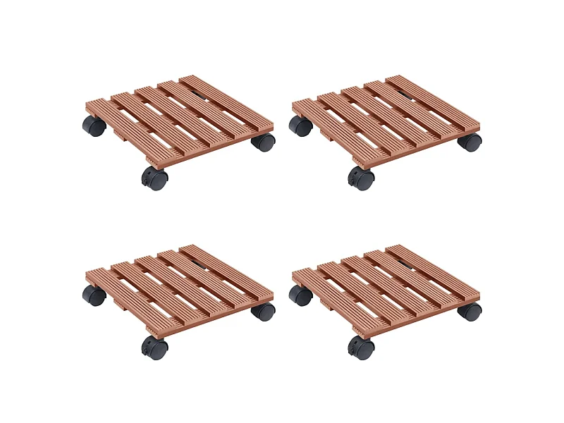 Chariots à plantes 4 pcs Marron 30x30x7,5 cm WPC BE9291