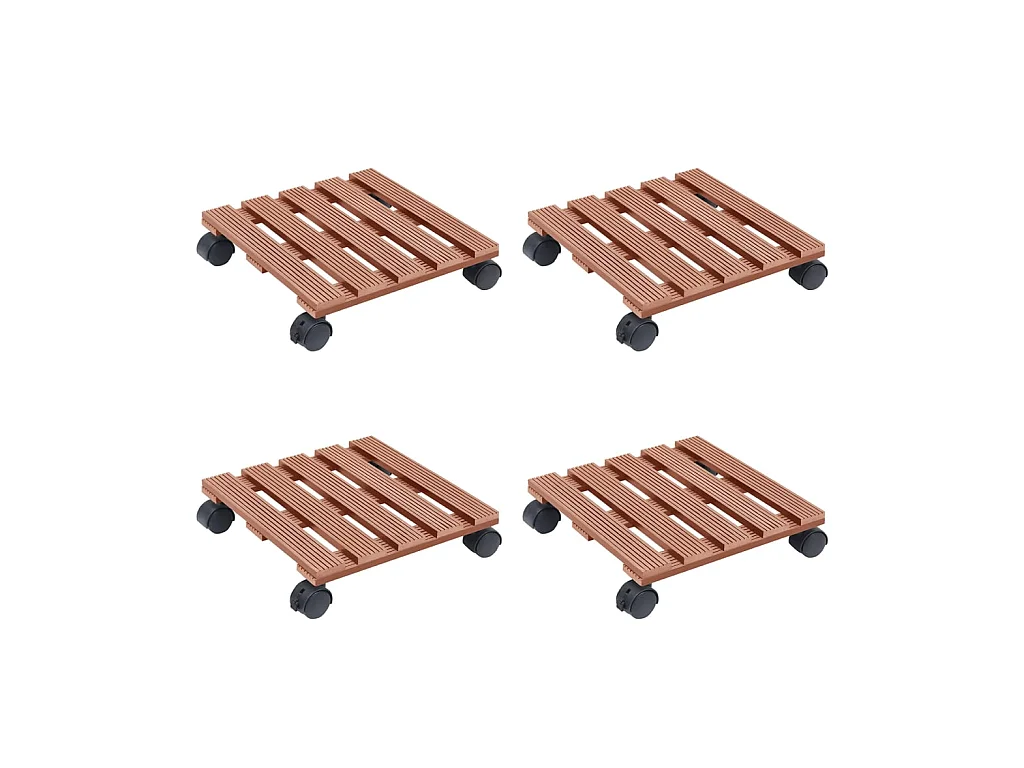 Chariots à plantes 4 pcs Marron 30x30x7,5 cm WPC BE9291