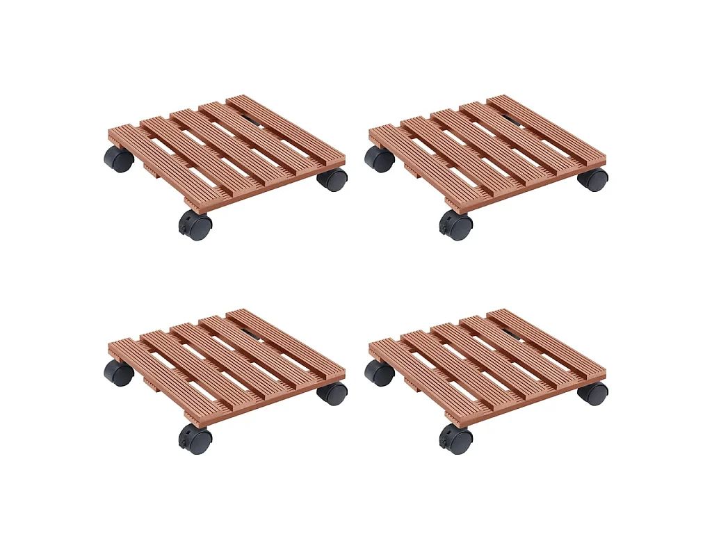 Chariots à plantes 4 pcs Marron 30x30x7,5 cm WPC BE9291