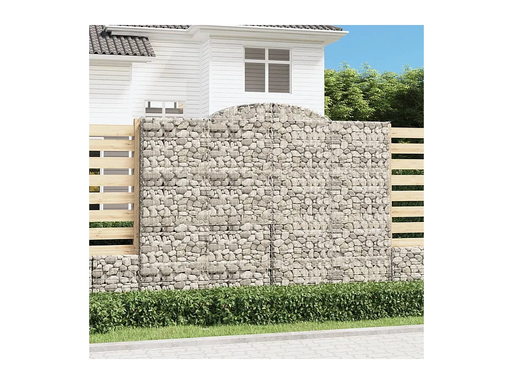 Panier de gabions arqué 300x30x220/240 cm Fer galvanisé WVGQ9499