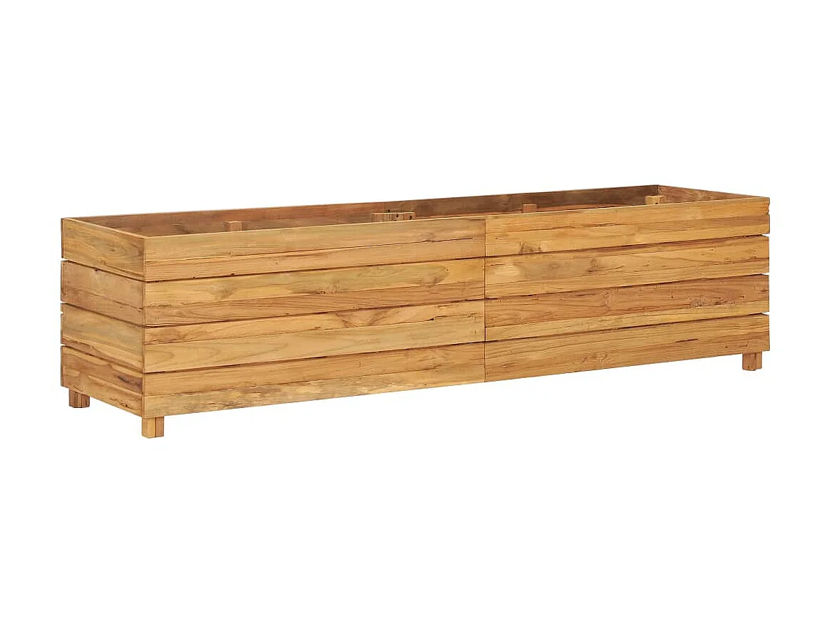 Jardinera elevado madera de teca reciclada y acero 150x40x38 cm ES26763