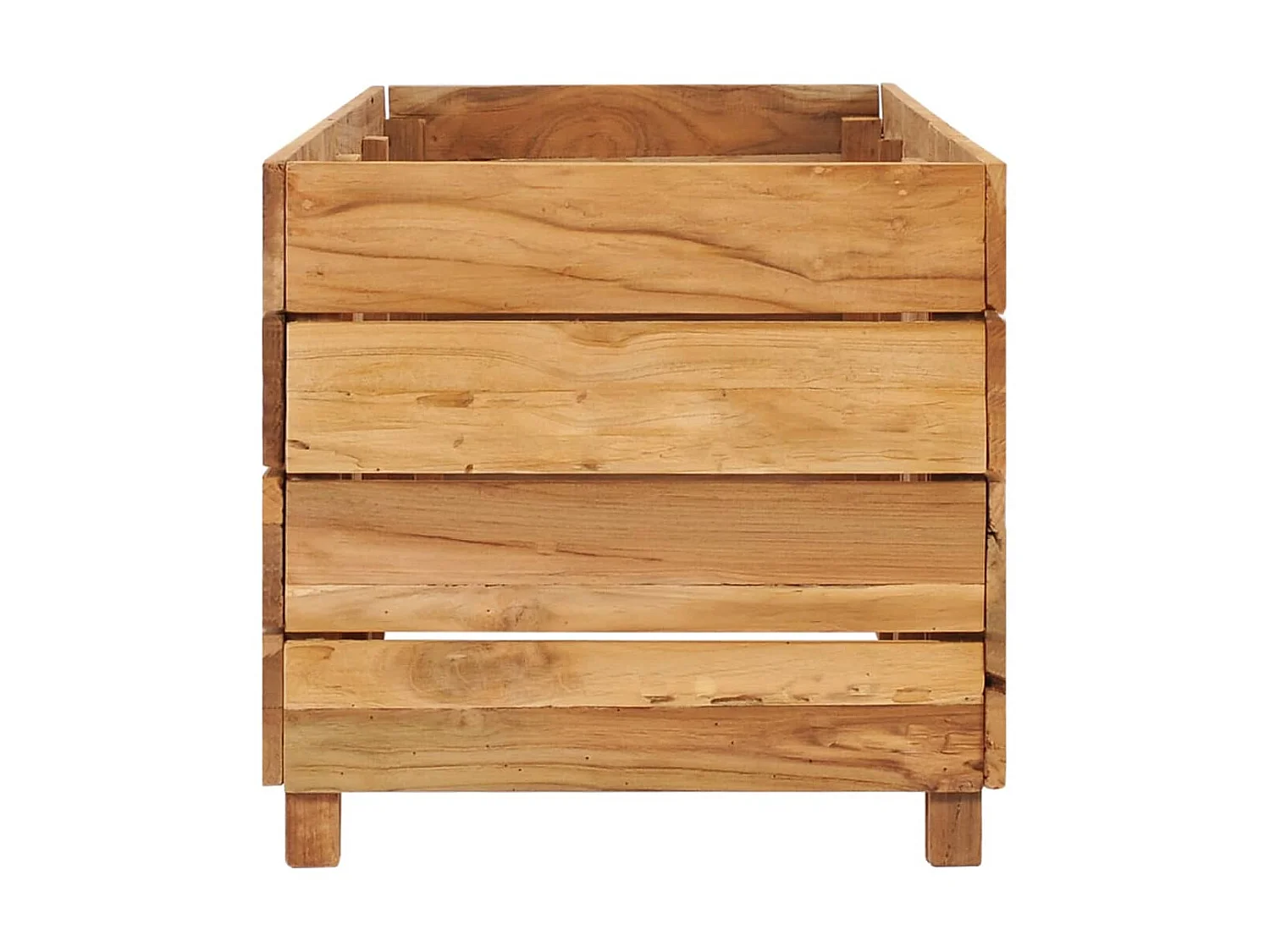 Jardinera elevado madera de teca reciclada y acero 150x40x38 cm ES26763