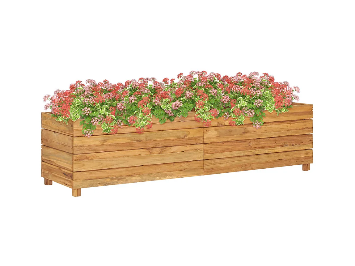 Jardinera elevado madera de teca reciclada y acero 150x40x38 cm ES26763