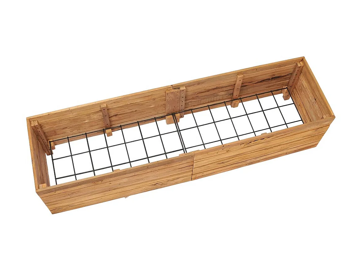 Jardinera elevado madera de teca reciclada y acero 150x40x38 cm ES26763