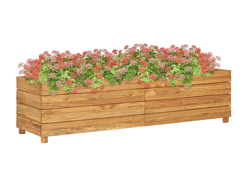 Jardinera elevado madera de teca reciclada y acero 150x40x38 cm ES26763