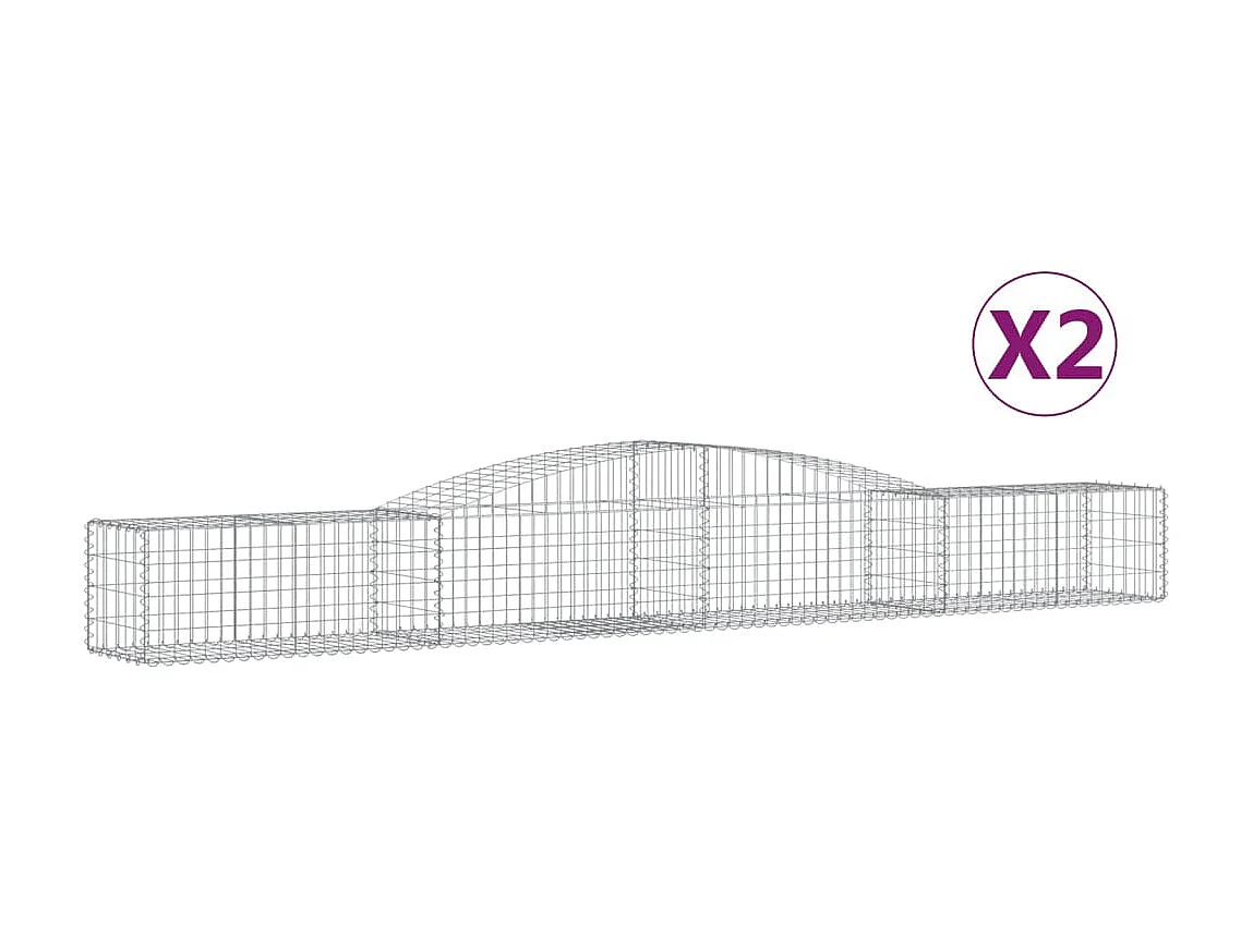 Paniers à gabions arqués 2 pcs 400x50x40/60 cm Fer galvanisé WVGQ3737