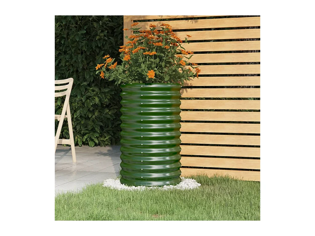 Jardinière de jardin Acier enduit de poudre 40x40x68 cm Vert BE3229